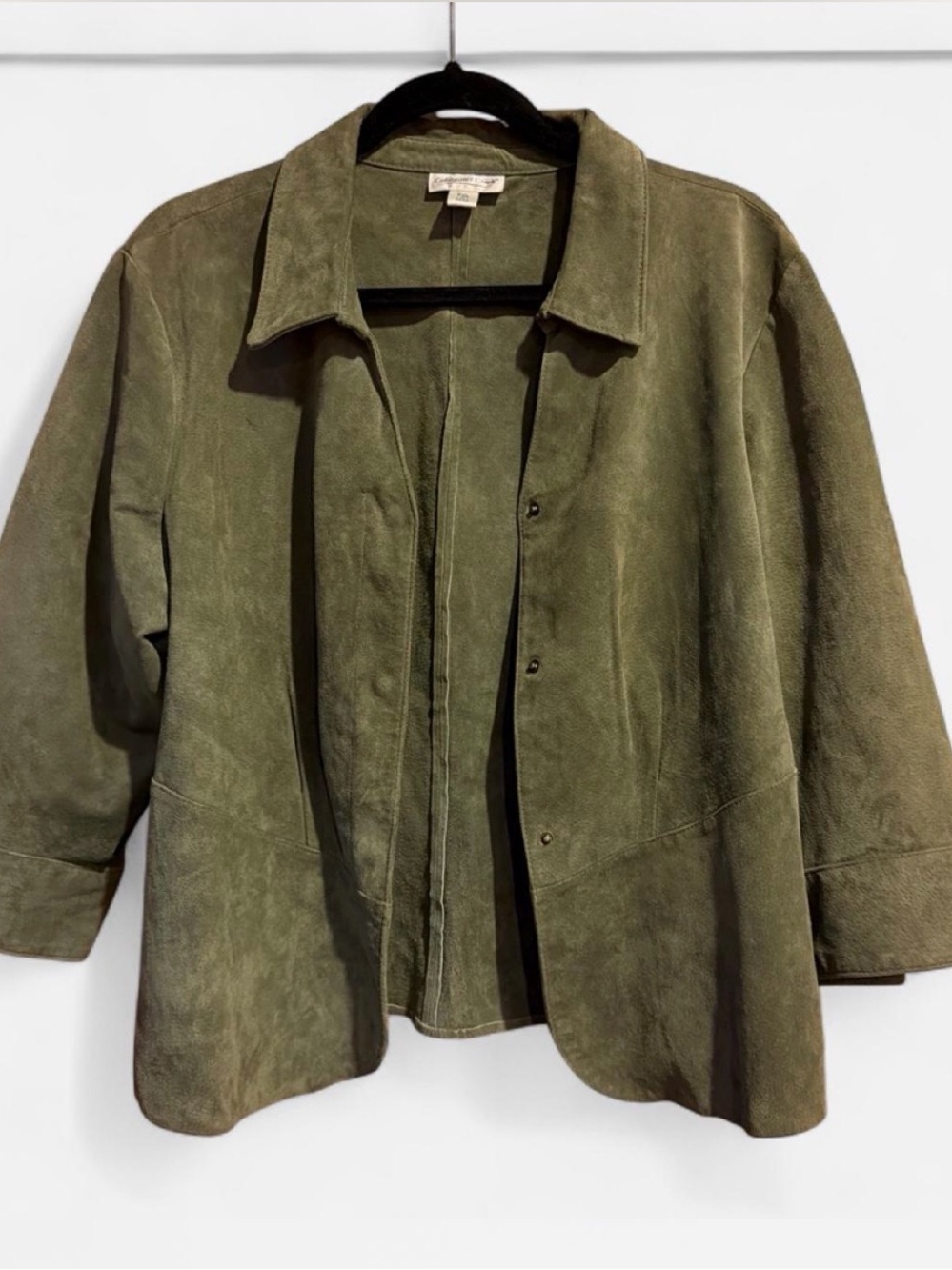 Coldwater Creek Olive Green Leather Snap-Front Jacket